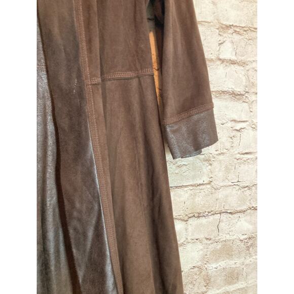 Joseph Ribkoff Top Womens 8 Dark Chocolate Faux Suede Open Front Lagenlook - Picture 7 of 13